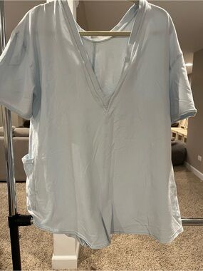 FP Movement by Free People Light Blue V-Neck Romper